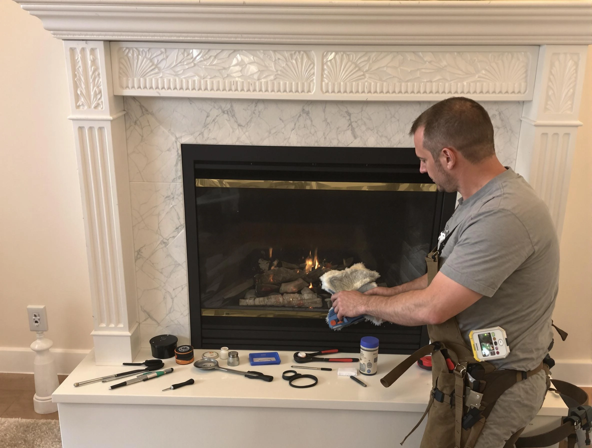 Galloway Chimney Sweep performing fireplace maintenance in Galloway, NJ