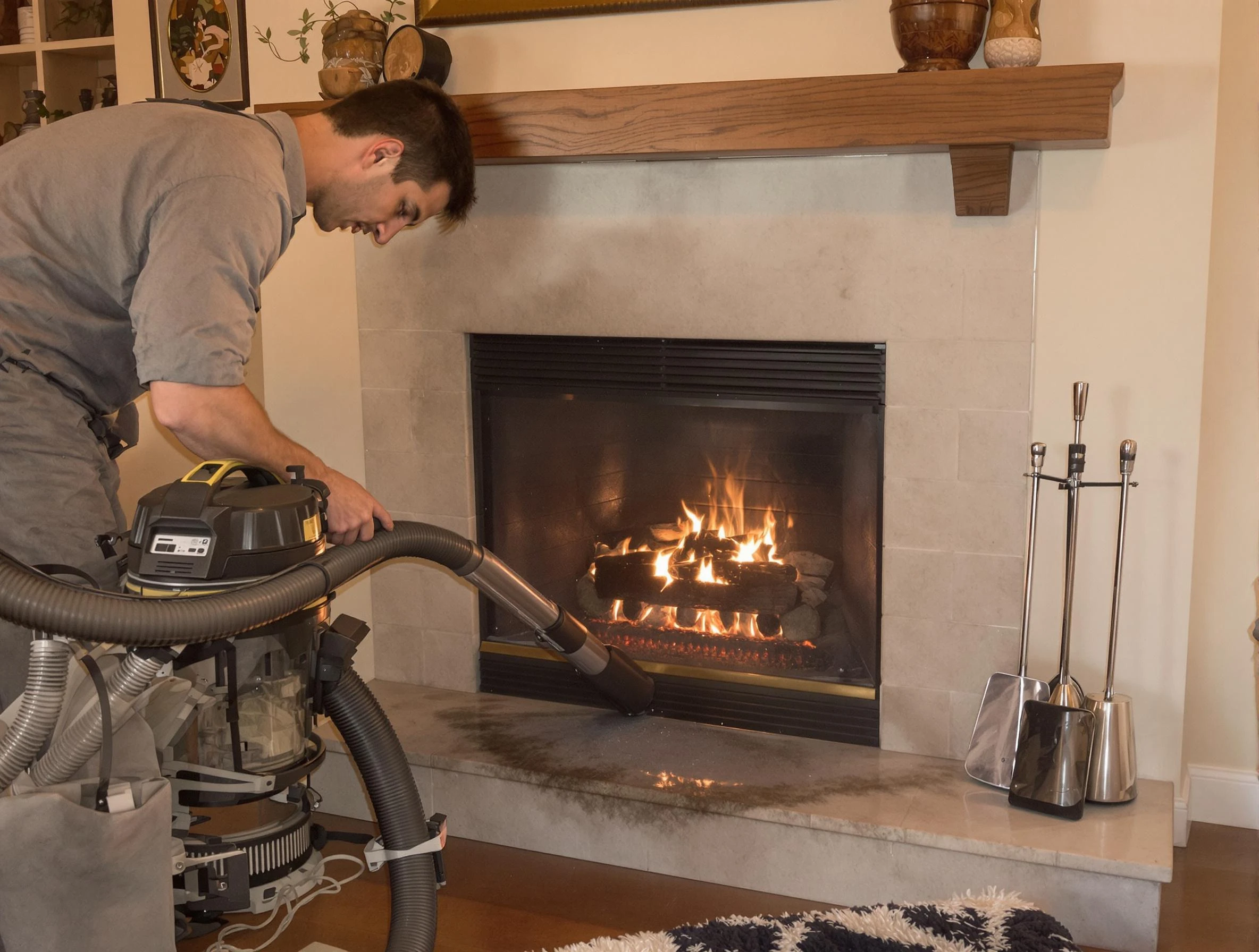 Routine fireplace upkeep by Galloway Chimney Sweep in Galloway, NJ